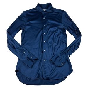 CANALI Navy Blue Button Down Long Sleeve Dress Shirt Men's Size Medium Slim Fit